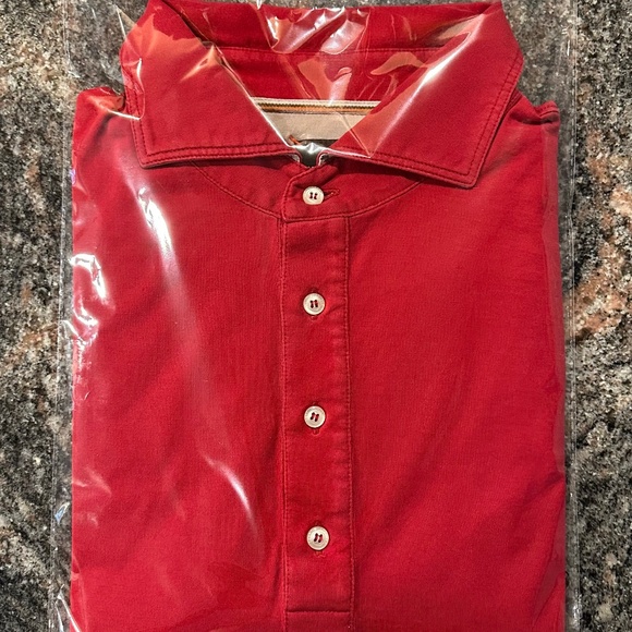 "T" Left Coast Superfine Polo / Red Pima Cotton SZ L - Picture 1 of 9